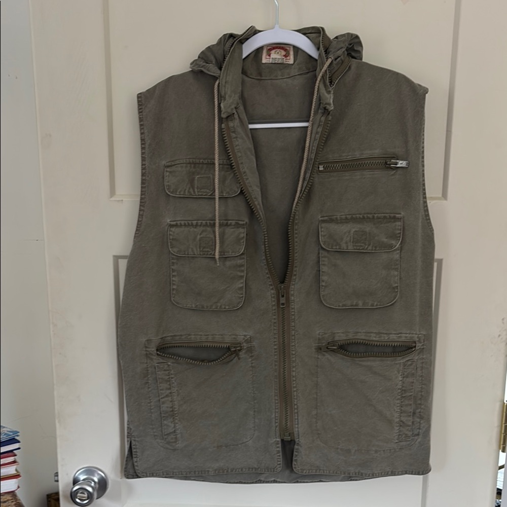 Men's Fly Fishing Olive Green Hooded Vest